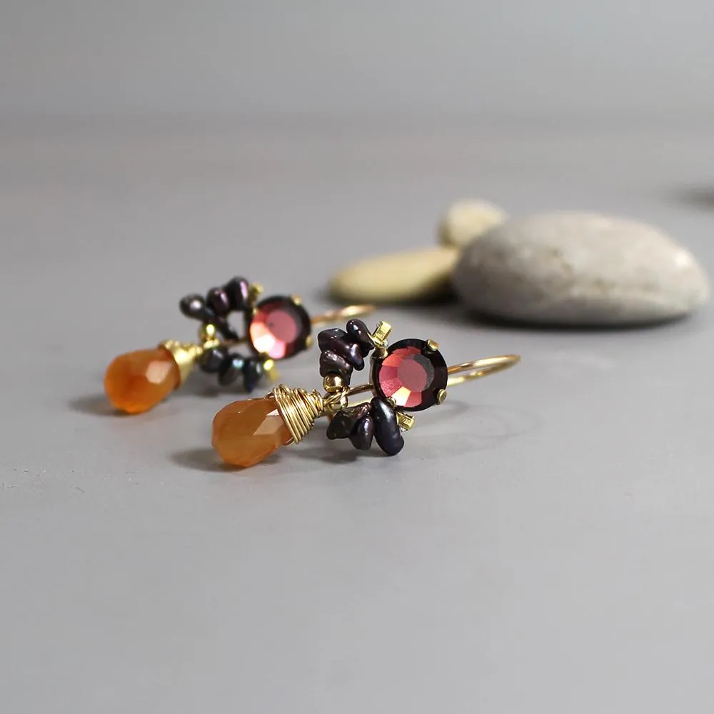 Burgundy Carnelian Angel Earrings