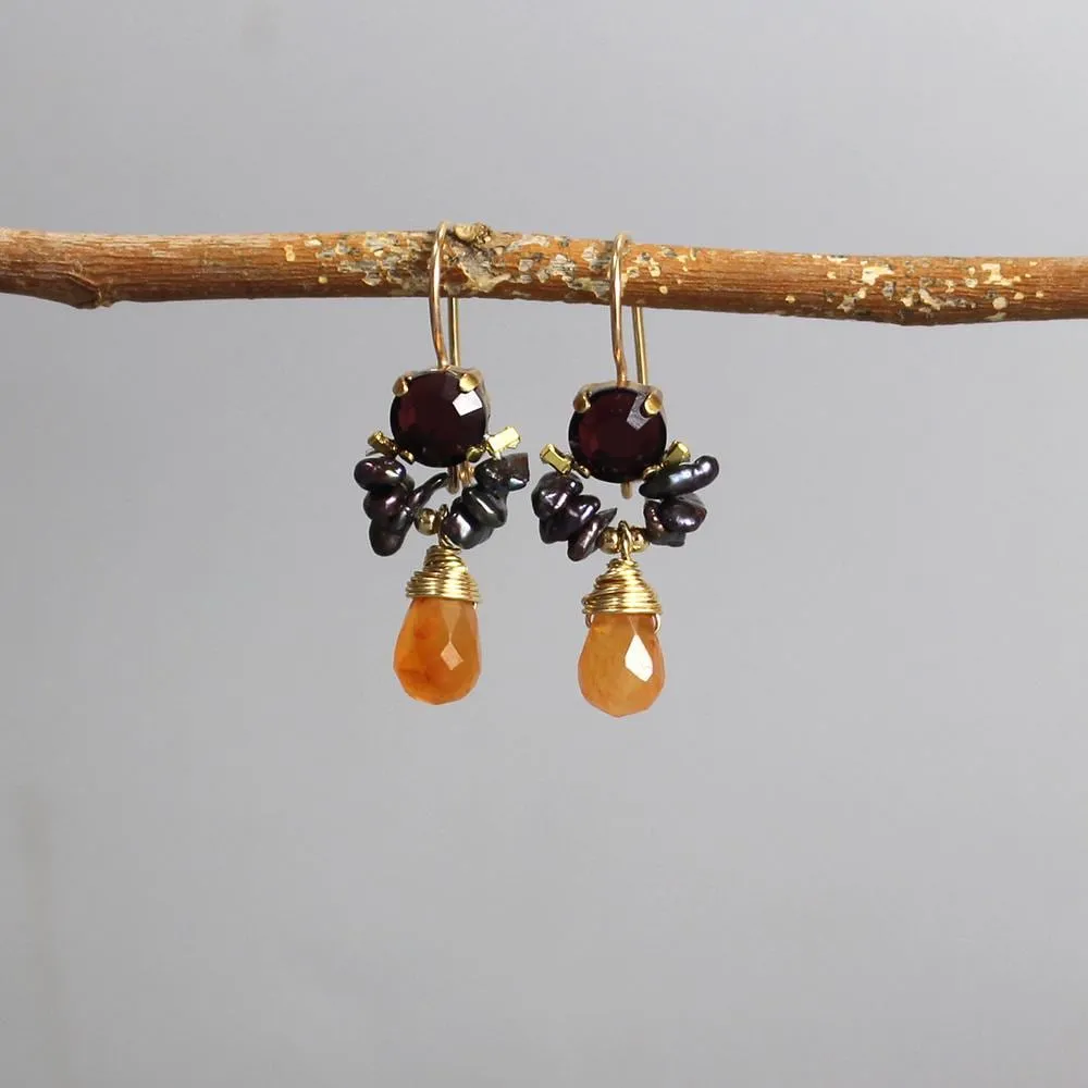 Burgundy Carnelian Angel Earrings