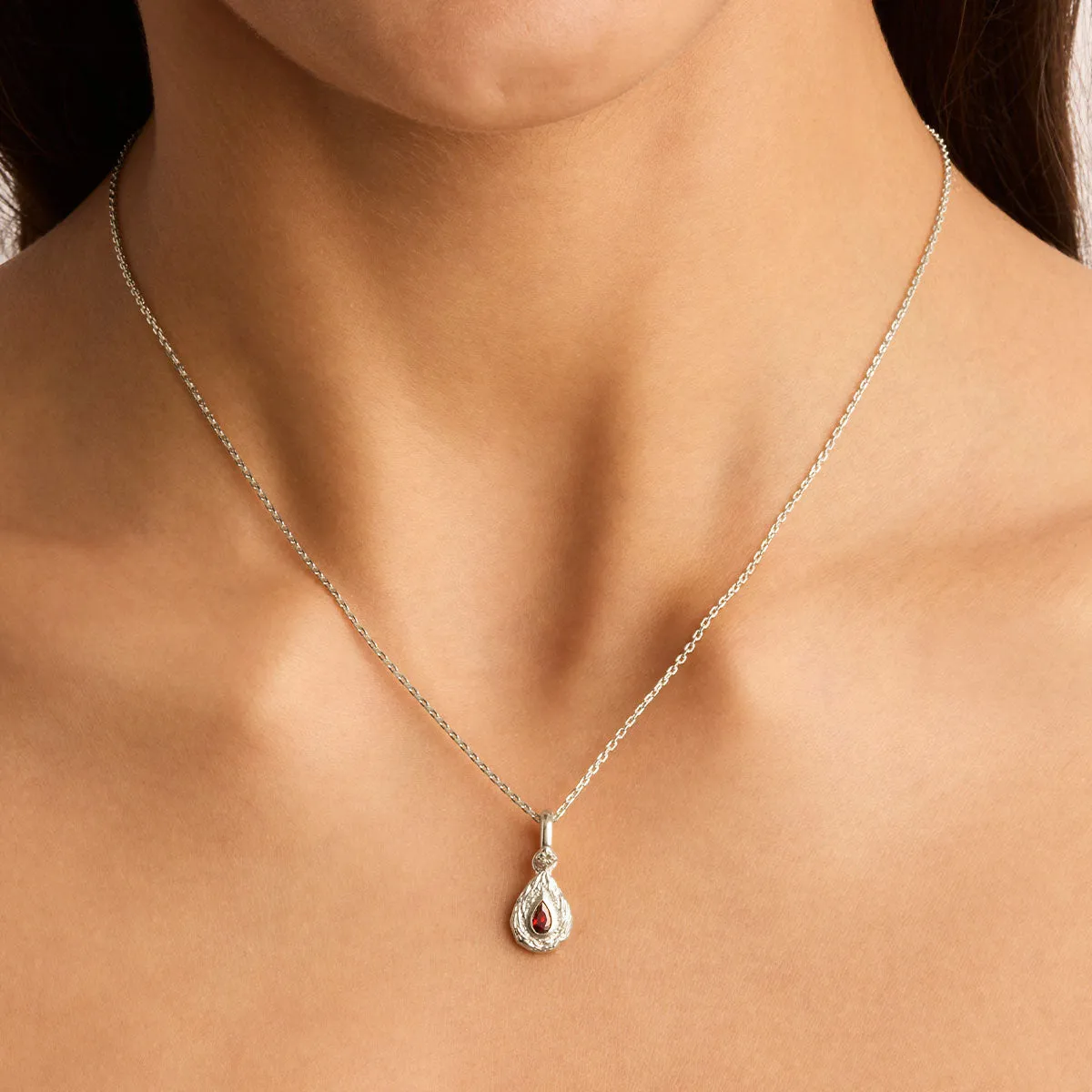 By Charlotte With Love Birthstone Annex Link Pendant, Silver