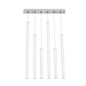 Caden 36 in. 6 Lights LED Pendant Light Satin Nickel Finish