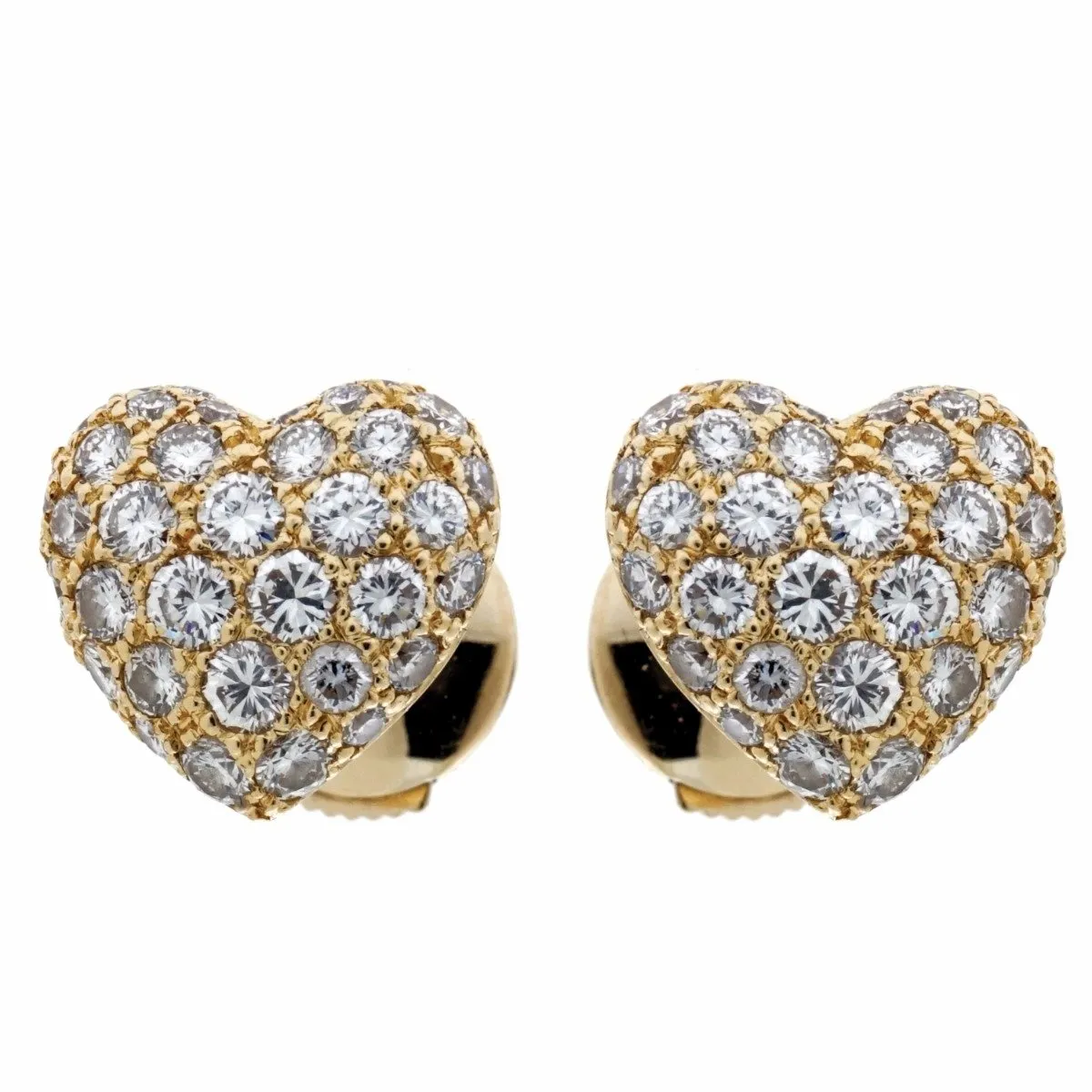 Cartier Heart Diamond Gold Earrings