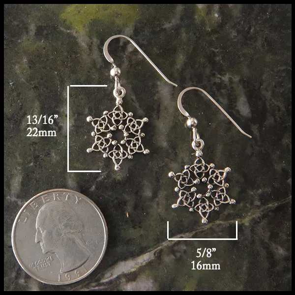 Celtic Starlight Snowflake Earrings in Gold