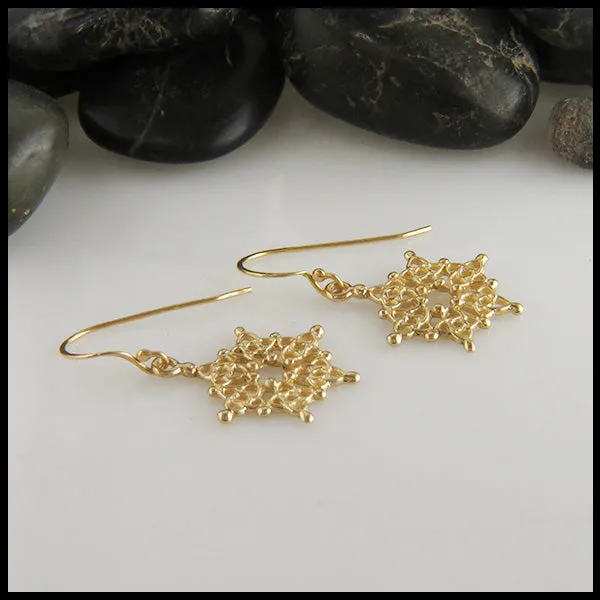 Celtic Starlight Snowflake Earrings in Gold