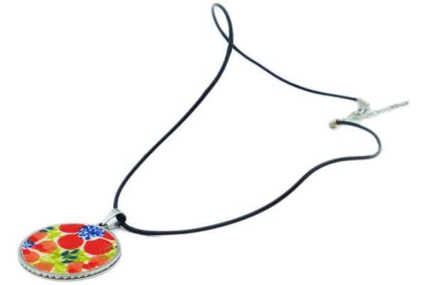 Ceramic, Metal, Cord 11" Necklace Colorful Days