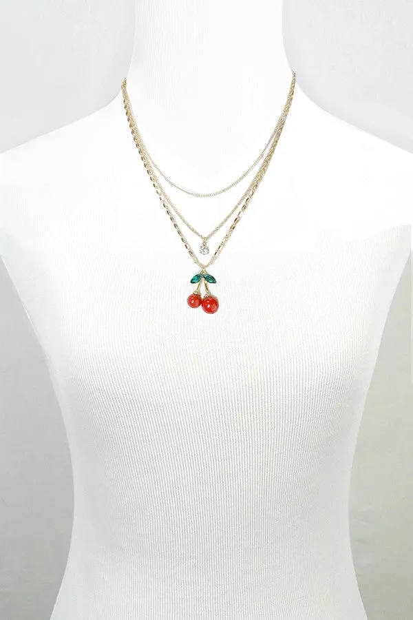 Cherry Pendant Necklace Gold