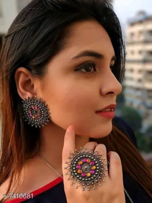 Chic Earrings with Ring