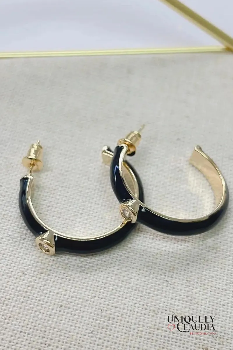 Chic Enamel Hoop Earrings