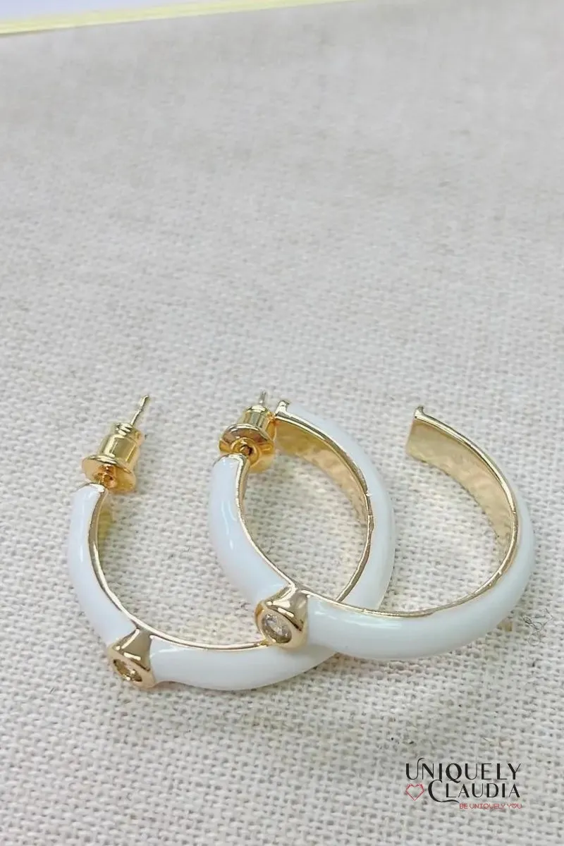 Chic Enamel Hoop Earrings