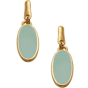 Chic Green Enamel Earrings in Gold