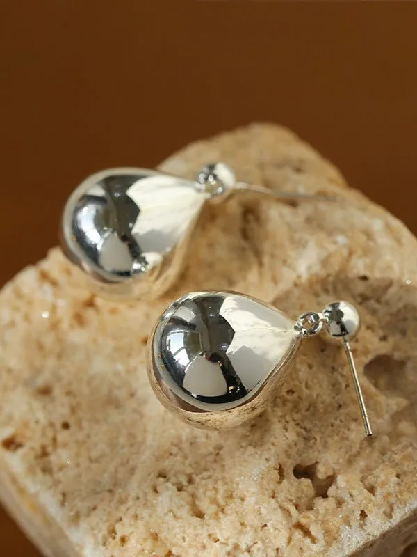 Chic Metal Water Droplet Ball Drop Earrings