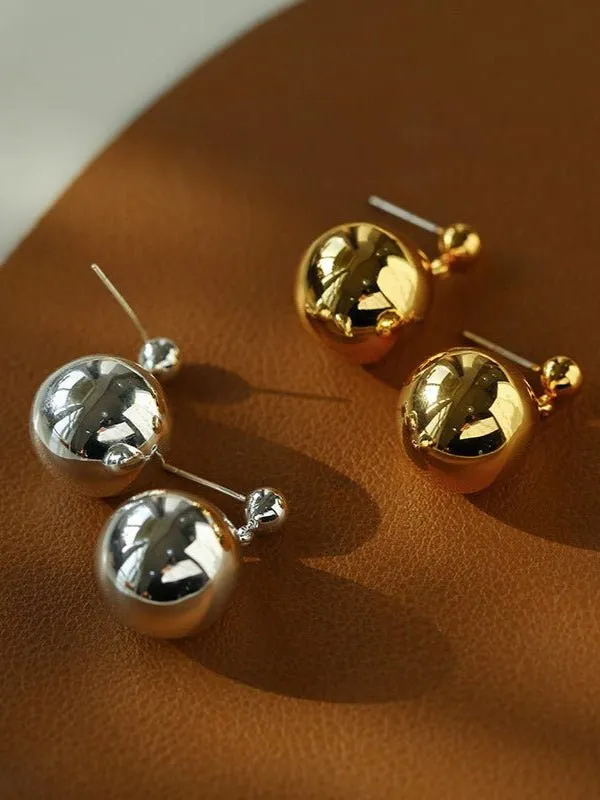 Chic Metal Water Droplet Ball Drop Earrings