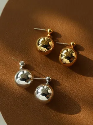 Chic Metal Water Droplet Ball Drop Earrings