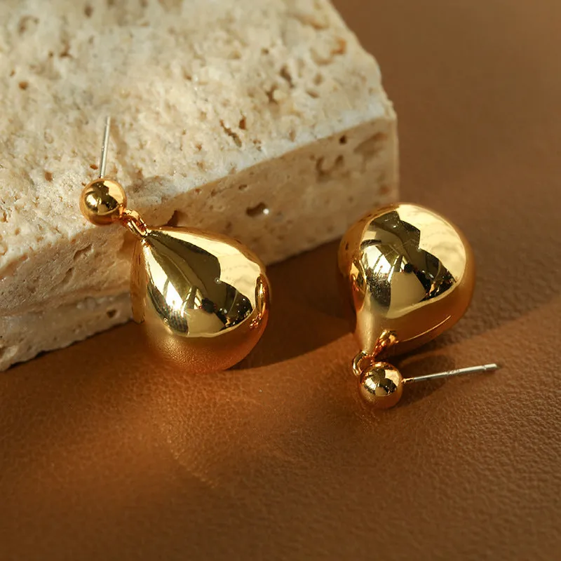 Chic Metal Water Droplet Ball Drop Earrings