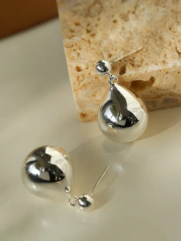 Chic Metal Water Droplet Ball Drop Earrings