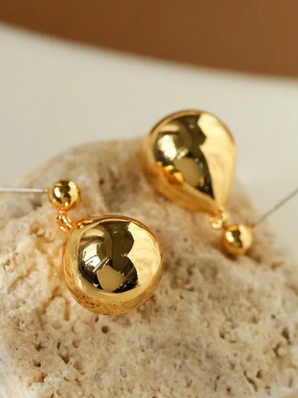 Chic Metal Water Droplet Ball Drop Earrings