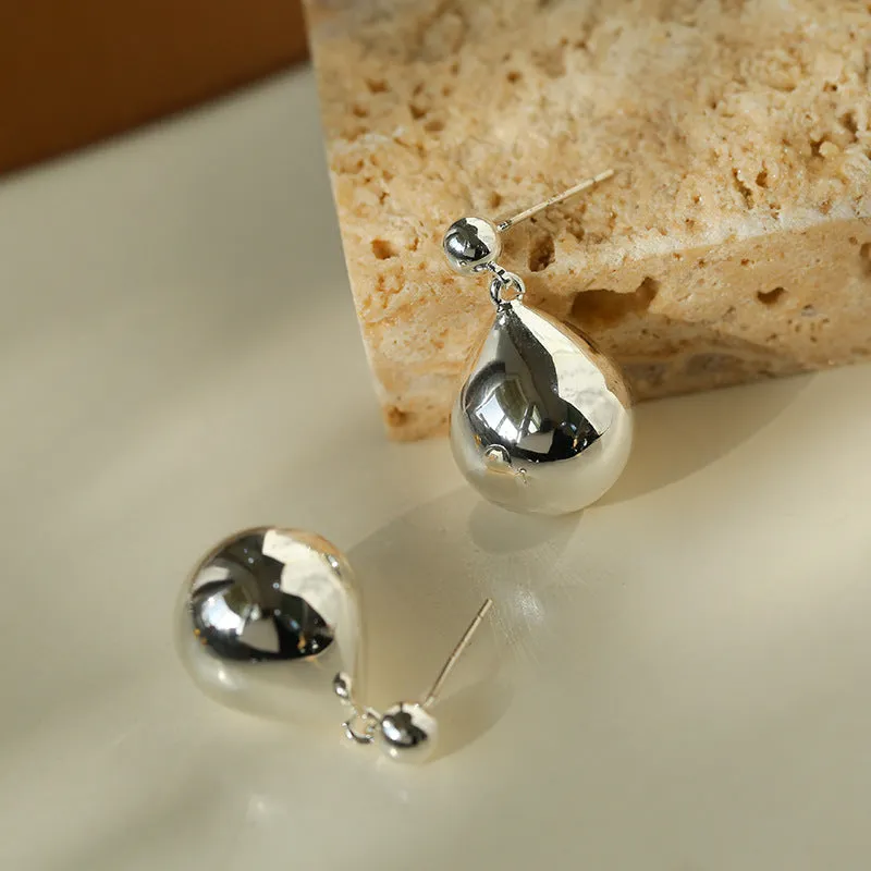 Chic Metal Water Droplet Ball Drop Earrings