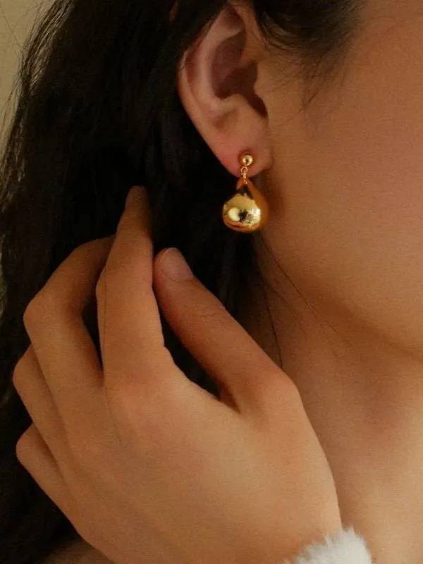 Chic Metal Water Droplet Ball Drop Earrings