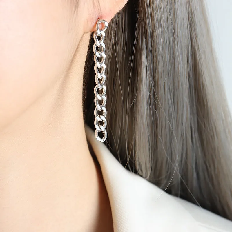 Chic Titanium Steel Tassel Chain Earrings - Trendy Ear Jewelry