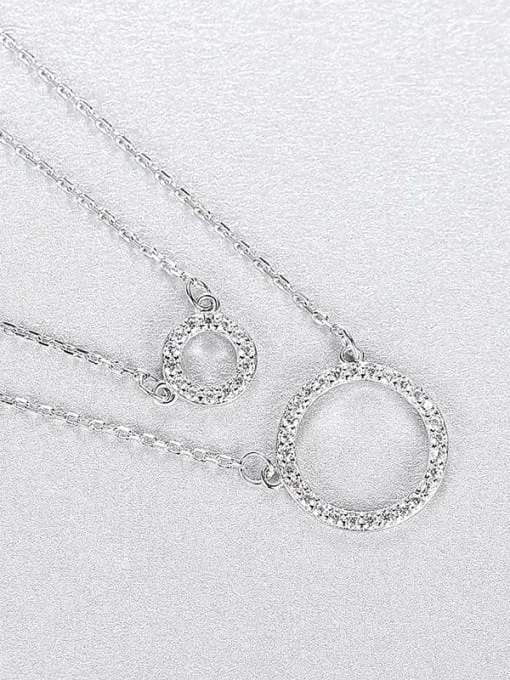 Circle Layered Necklace, 18K Gold Plated .925 Sterling Silver Diamond CZ 2:1 Dainty Necklace