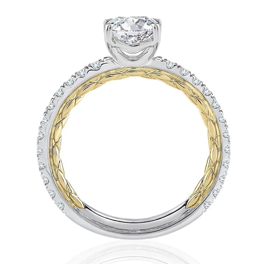 Classic Two Tone Round Cut Diamond Engagement Ring