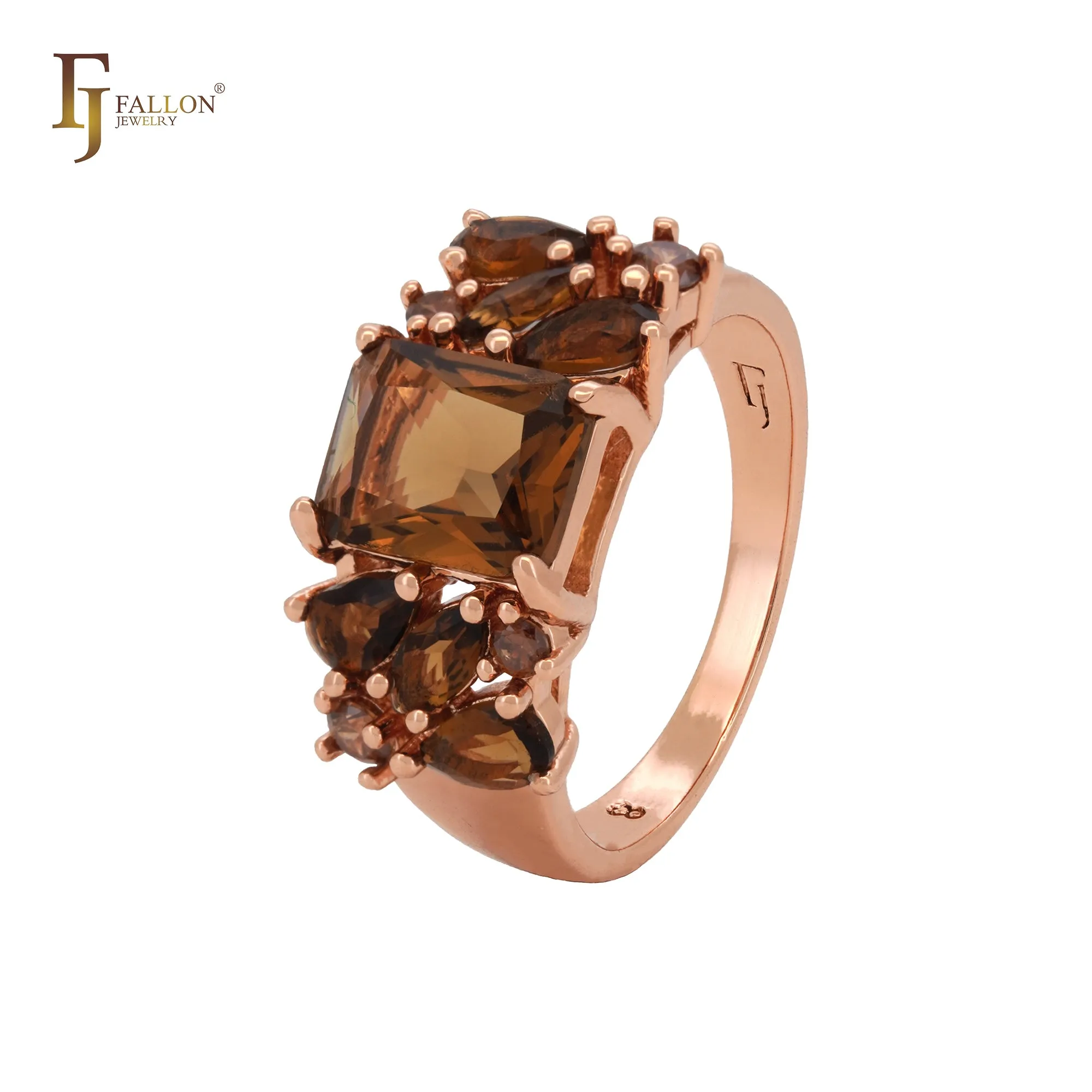 Cluster luxurious CZs colorful Rose Gold Fashion Rings