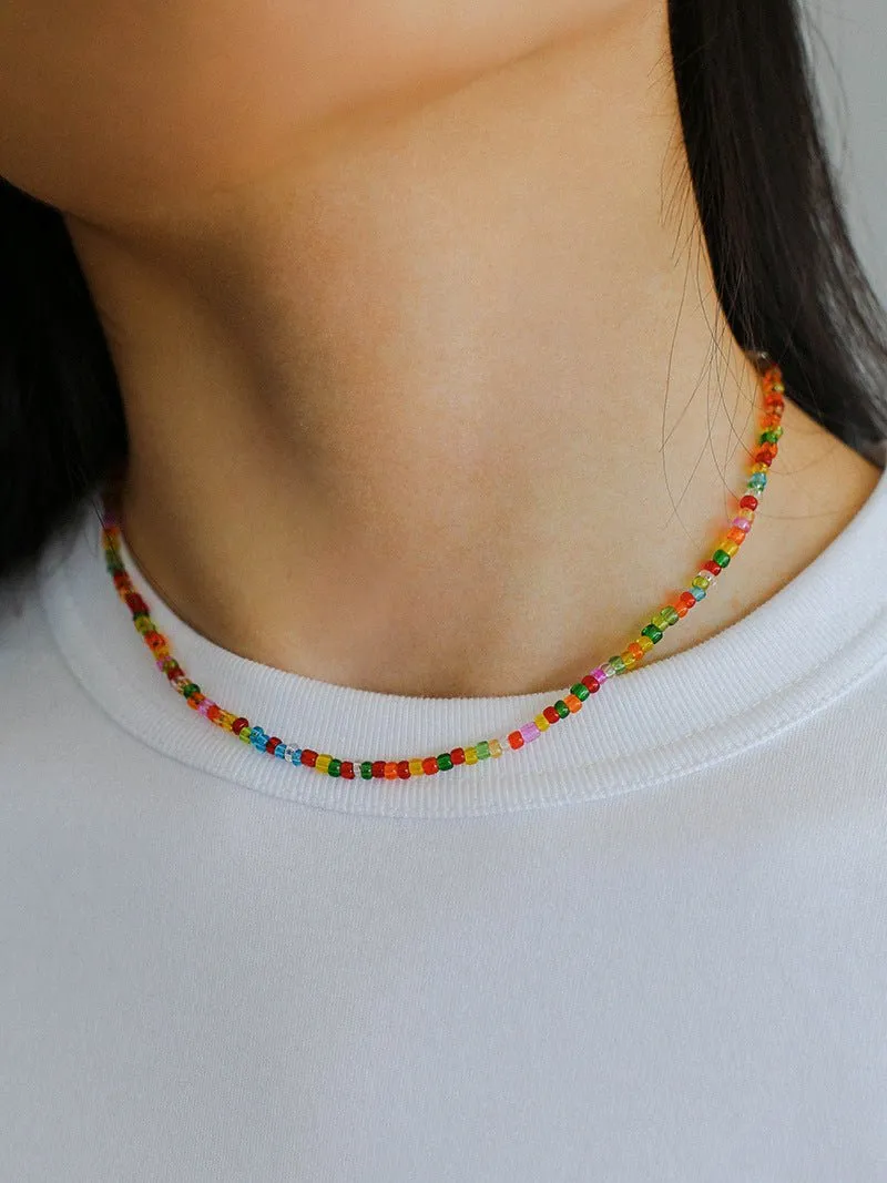 Colorful Beaded Pearl Necklace