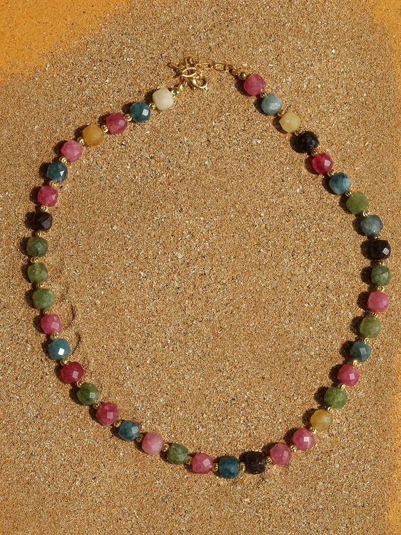 Colorful Dopamine Candy Tourmaline Beaded Necklace