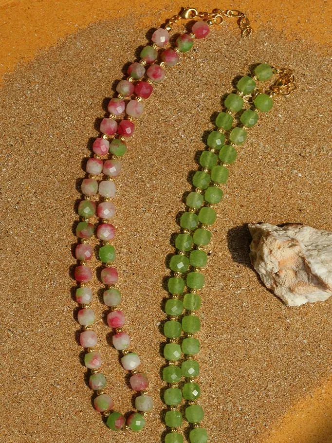 Colorful Dopamine Candy Tourmaline Beaded Necklace