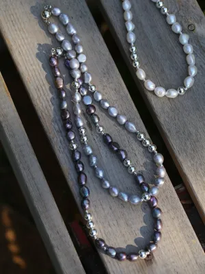 Colorful Freshwater Pearl and Silver Ball Beaded Necklace