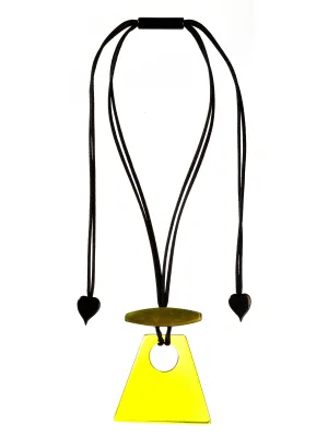 Colorful Statement Trapezoid Pendant Necklace, Lime