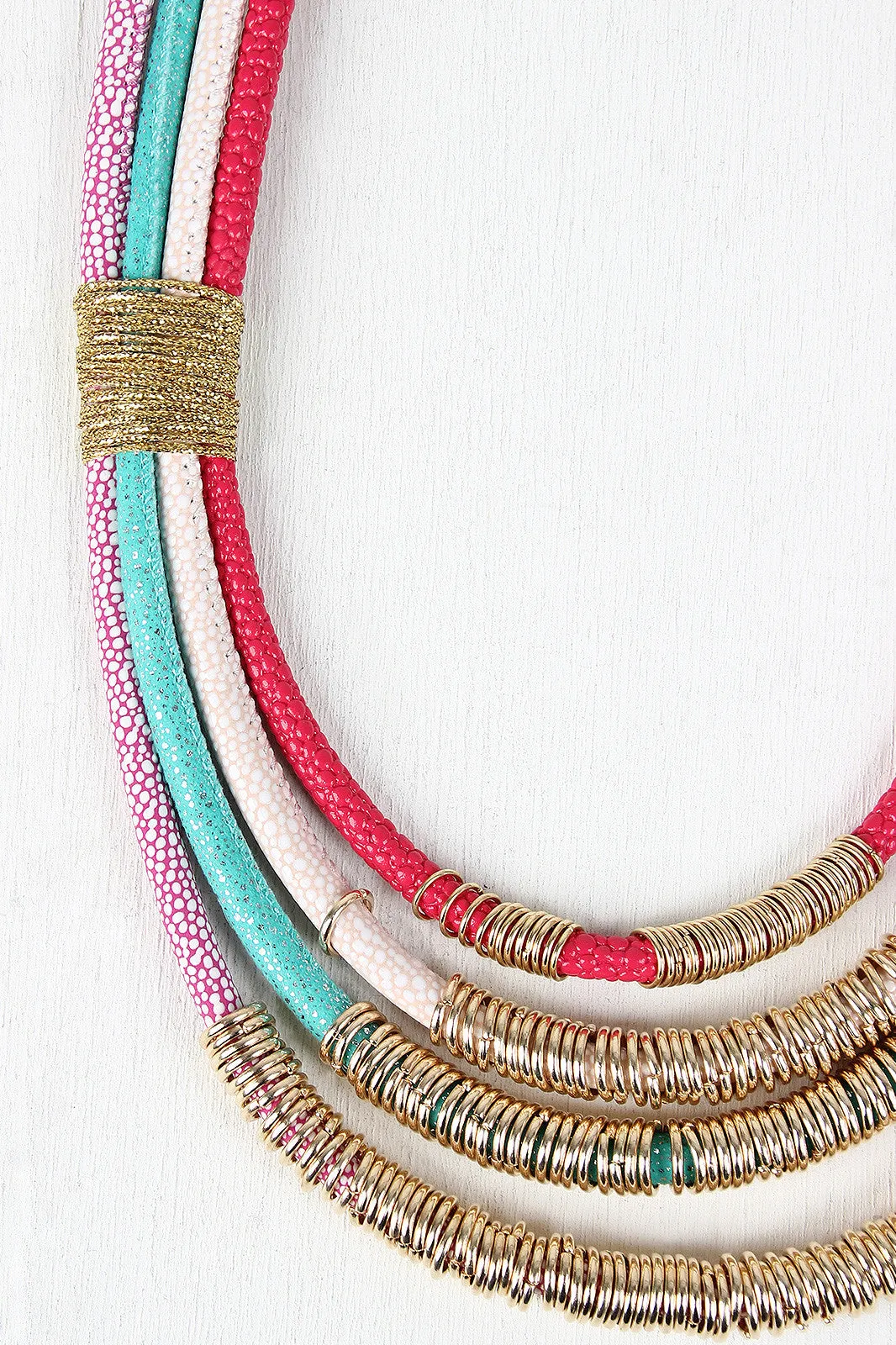 Colorful Strand Ring Accent Necklace