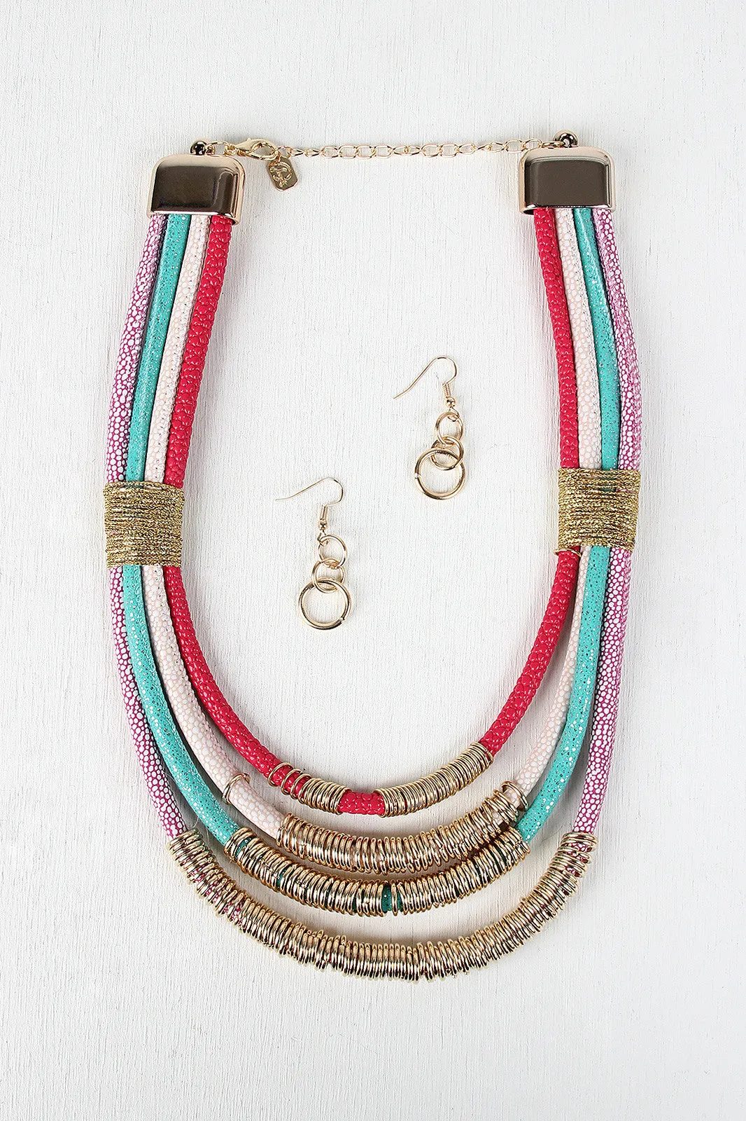 Colorful Strand Ring Accent Necklace