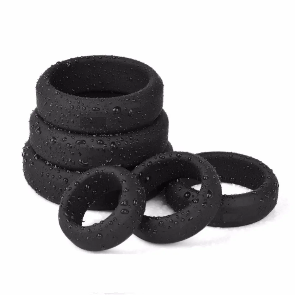 Come Closer Thick 6 Pack Silicone Cock Ring Set | Stretchy | Black