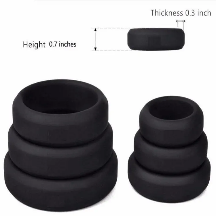 Come Closer Thick 6 Pack Silicone Cock Ring Set | Stretchy | Black