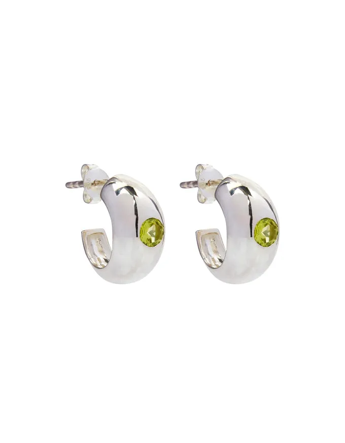 Cosmic Peridot Stud Earring Silver