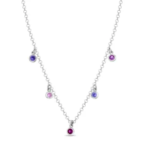 CZ Charm 16" Kids / Girls / Teen Necklace - Sterling Silver