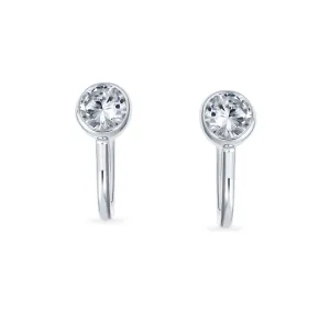 CZ Clip On Stud Earrings Rose Gold Plated .925 Sterling Silver