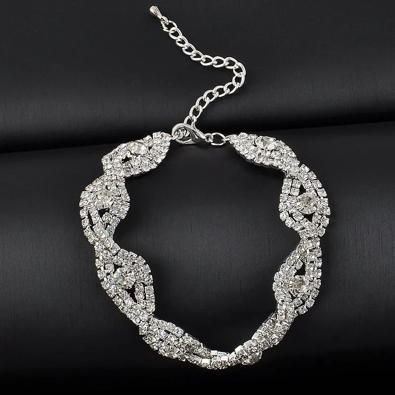 Deluxe Silver Rhinestone Crystal Bracelet