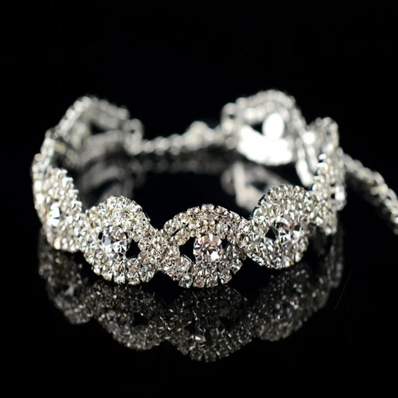 Deluxe Silver Rhinestone Crystal Bracelet