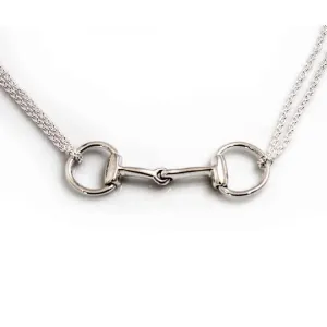 Double Reins Snaffle Horse Bit Necklace Sterling Silver