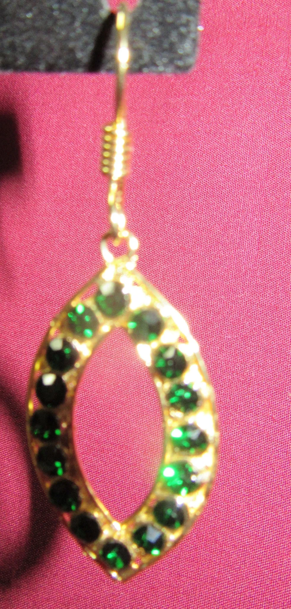 Earrings 7383 Golden Emerald CZ Pearls