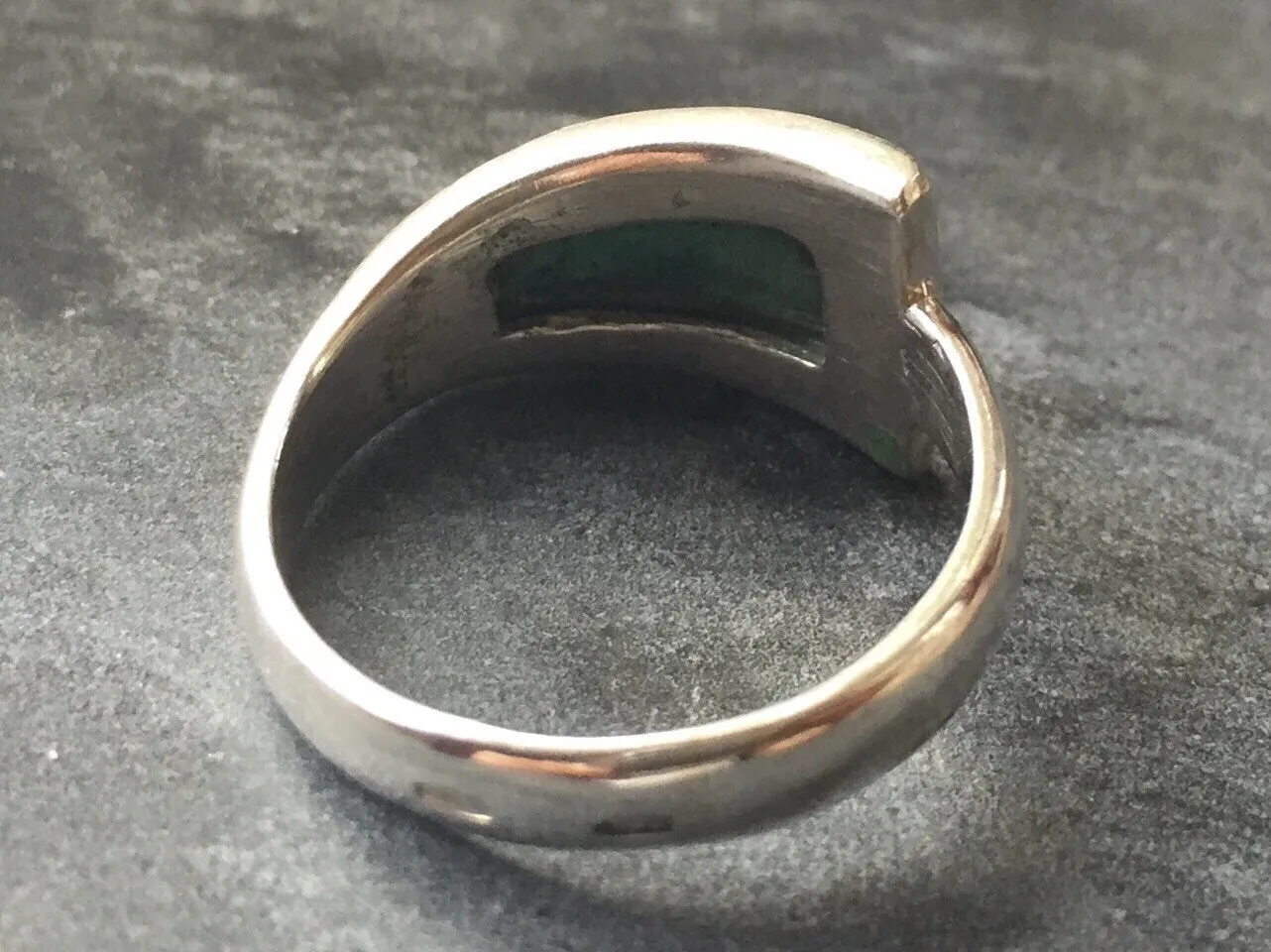 Emerald Triangle Ring - Green Flat Ring - Wide Emerald Ring