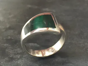 Emerald Triangle Ring - Green Flat Ring - Wide Emerald Ring