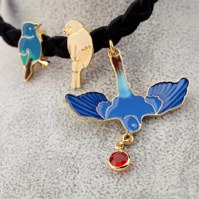 Exquisite Cute Blue Enamel Bird Rope Charm Bracelet Fashion Pulseras Mujer for Women's Christmas Gifts