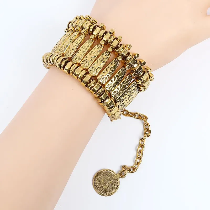 Fahion Vintage Boho Bracelets Bangles Gypsy Ethnic Multi Layer Coin Charm Bracelets For Women