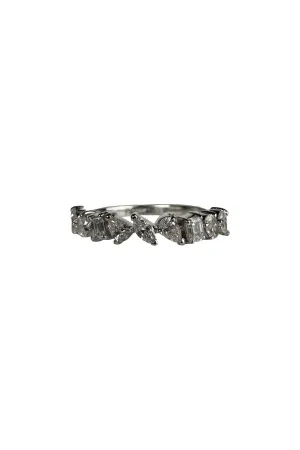 FC Creations Ring 18K Gold Multi Shaped Diamond Halfway Eternity Ring | White Gold 0.75 Carats