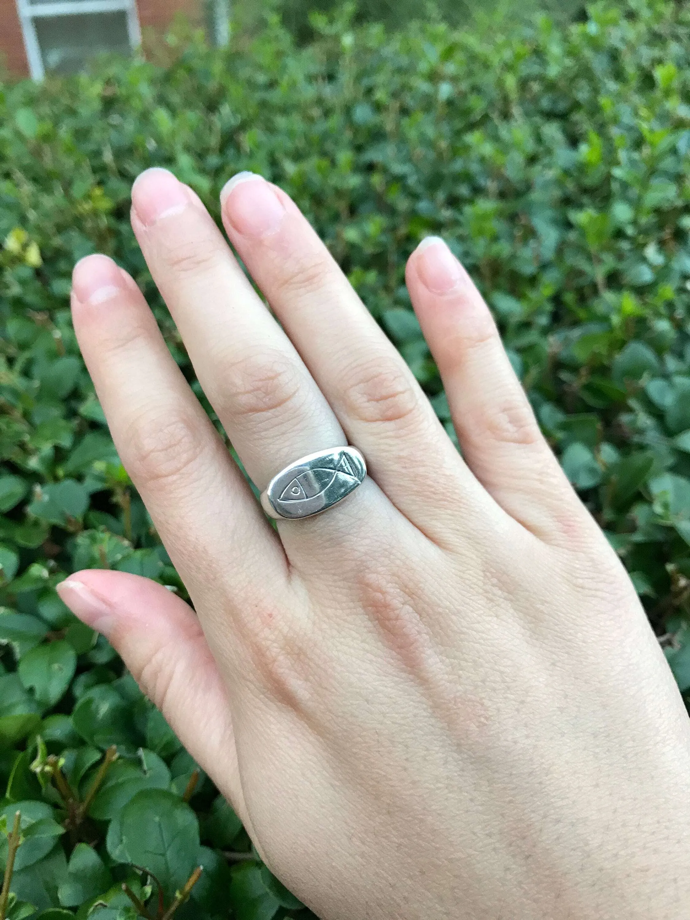 Fish Silver Ring - Pisces Zodiac Ring - Oval Silver Ring