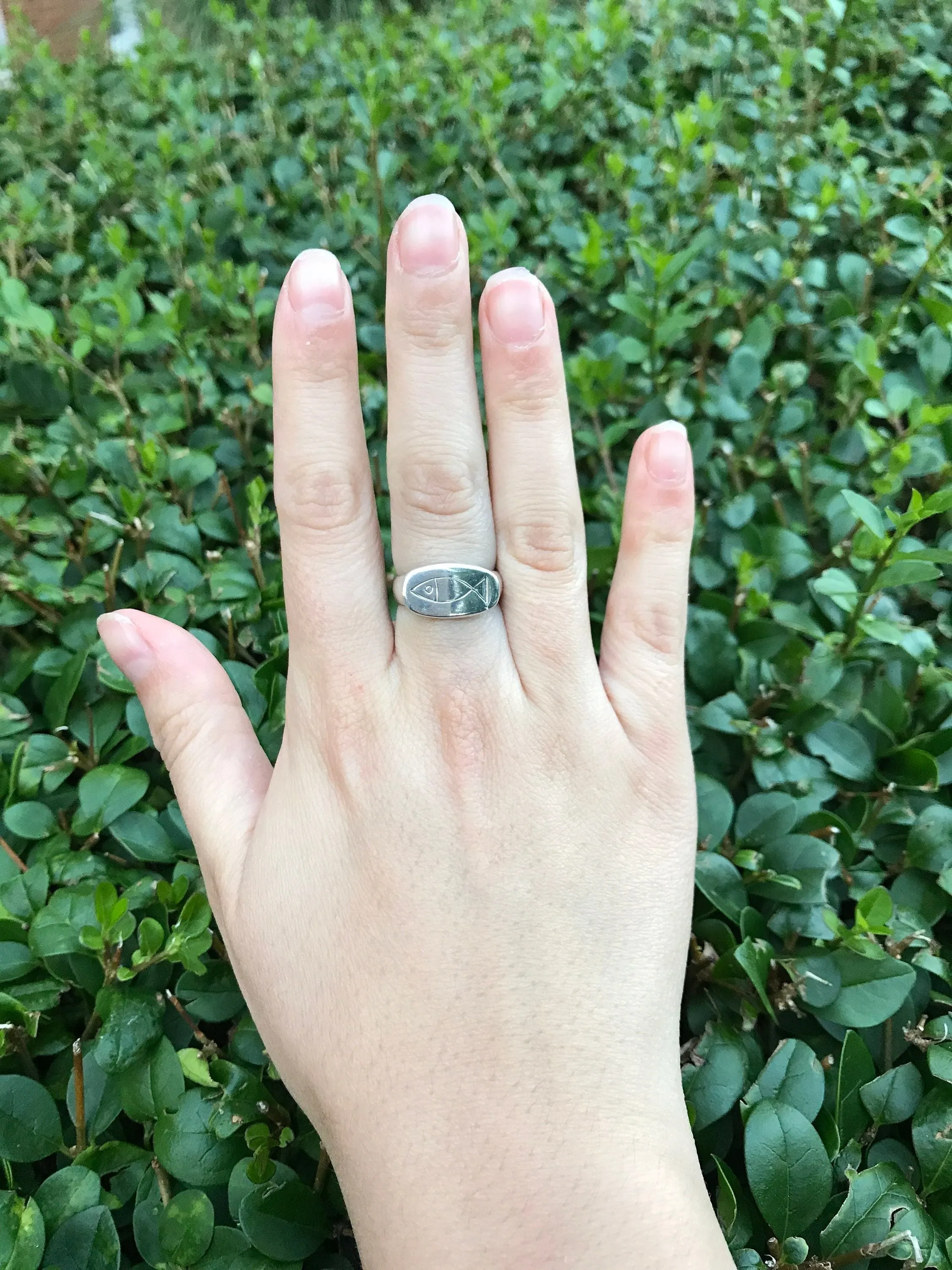 Fish Silver Ring - Pisces Zodiac Ring - Oval Silver Ring