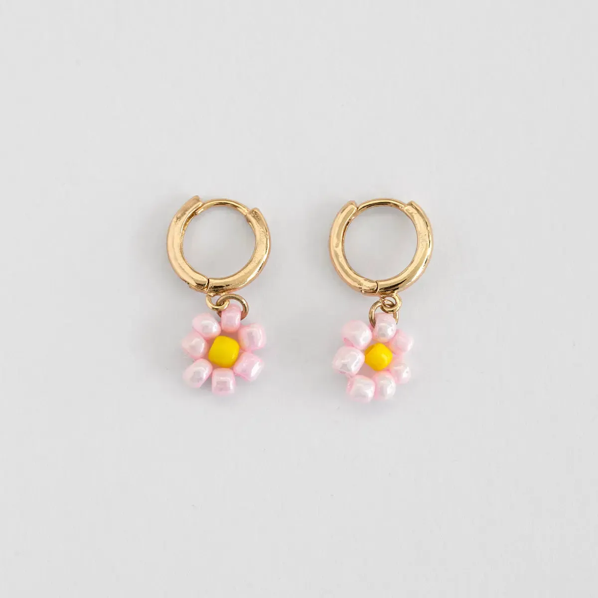 Flower Bead Hoop Earring