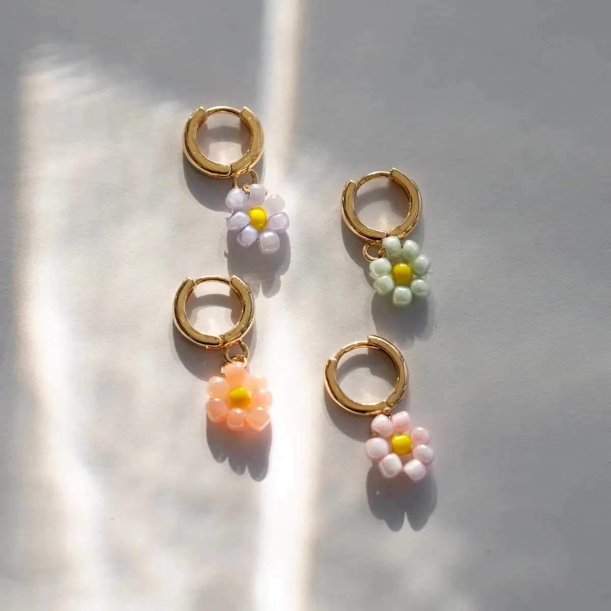 Flower Bead Hoop Earring